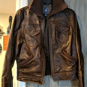 Gap leather bomber jacket